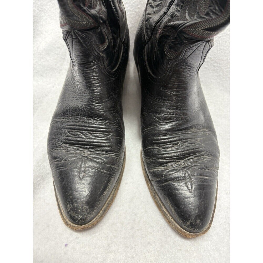 Nocona Boots Mens 12 D Black Lizard Leather Pull On Western Cowboy Rodeo USA VTG - Picture 2 of 7